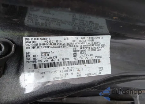 2017 Ford Focus Se из США, поврежденный, VIN 1FADP3F23HL208302